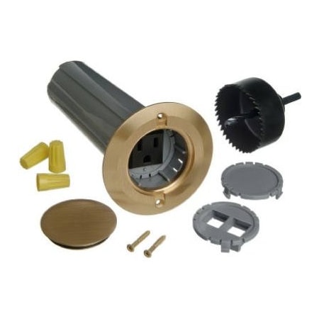 Abb Electrical Box, 11.8 cu in, Floor Box Type, 1 Gang, Brass, Round Shape E971FBDI-2